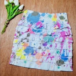 Stretch Paint Splatter Print Mini Skirt 90’s Vibe